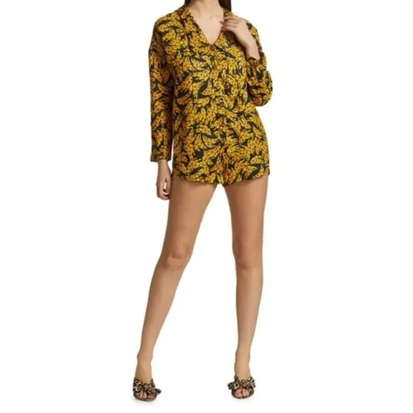FARM RIO NWT Black Spotted Banana Print Mini Romper LARGE